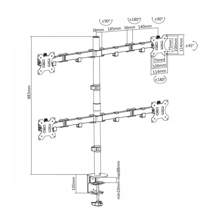 Slide  #3 SUPPORT DE BUREAU POUR 4 moniteurs LCD-13“ – 32“ SBOX (LCD-352/4)