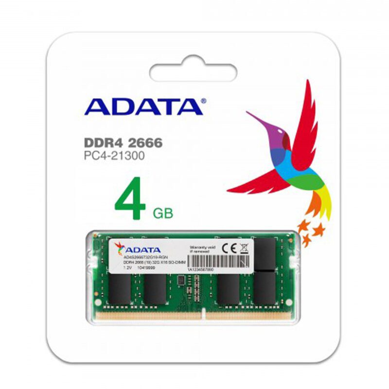 Barrette Mémoire Adata 4Go Ddr4 2666Mhz Pour Pc Portable