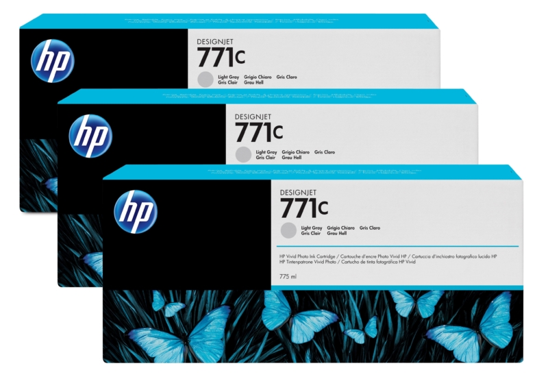 Pack De 3 Cartouches Hp 771C Gris Clair 775Ml (B6Y38A)