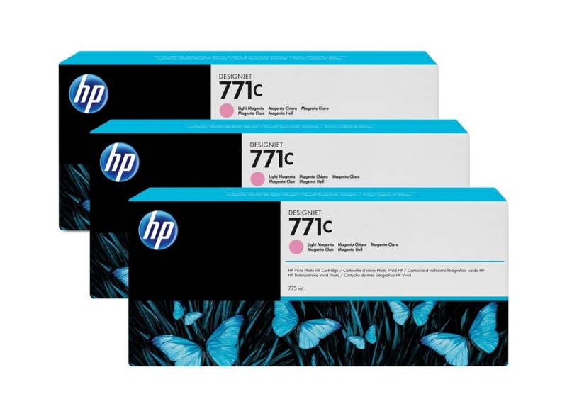 Pack De 3 Cartouches Hp Designjet 771C Magenta 775 Ml (B6Y33A)