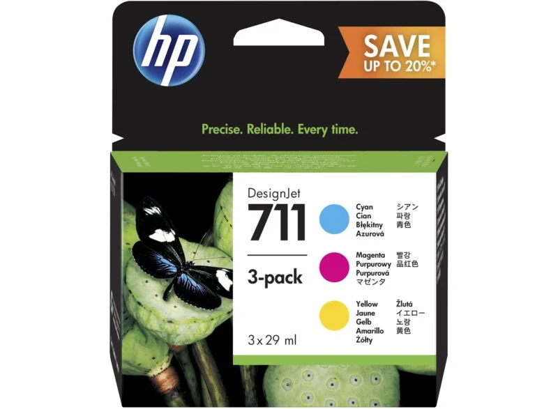 Pack De 3 Cartouches D’encre Hp 711 Cyan Magenta Jaune 29 Ml (P2V32A)