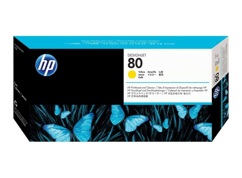 Tête D’impression Hp Designjet 80 Jaune Et Nettoyeur De Tête D’impression (C4823A)