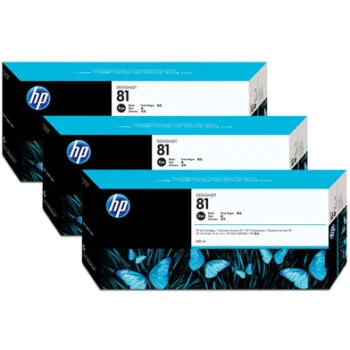 Pack de 3 cartouches d’encre HP 81 à colorant noir DesignJet 680 ml (C5066A)