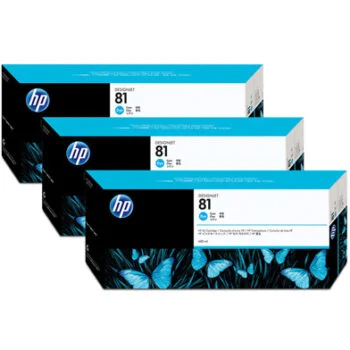 Pack de 3 Cartouches HP Designjet 81 Cyan 680 ML (C5067A)