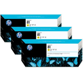 Pack de 3 Cartouches HP Designjet 81 Jaune 680 ML (C5069A)