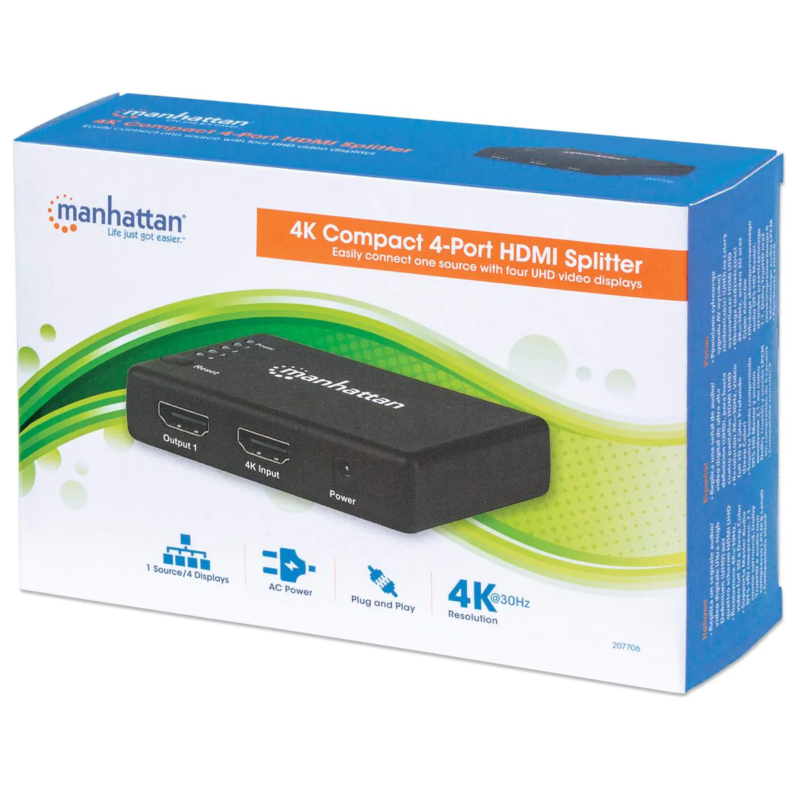 Splitter Manhattan 4 Ports Hdmi 4K