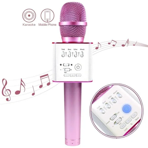 Microphone Bluetooth Haut Parleur Intégré Micro Karaoké Live Ios Android Or  Rose Yoni à Prix Carrefour