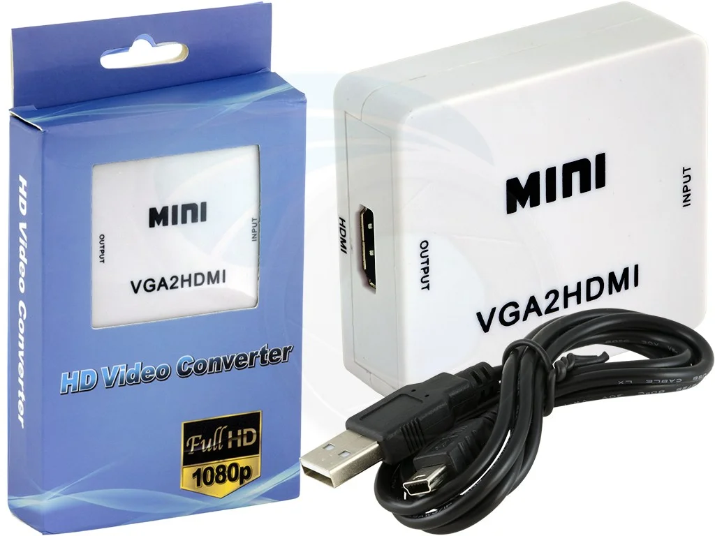 Mini convertisseur de câble HDMI vers VGA 1080P avec port d