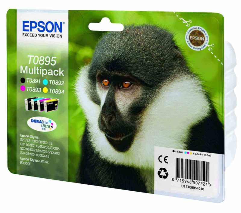 Pack de 4 cartouches origine Epson (C13T08954010) Noire et Couleurs