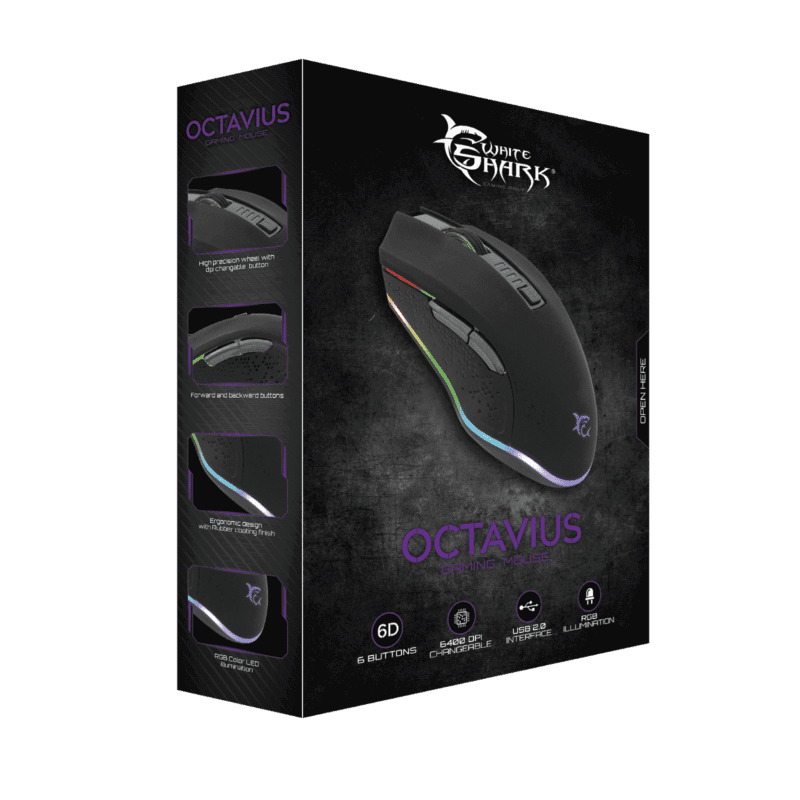 Souris Gamer White Shark OCTAVIUS RGB (GM-5002) – Image 2