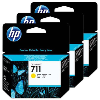 Pack de 3 Cartouches D’encre HP Designjet 711 Jaune 29 ML (CZ136A)