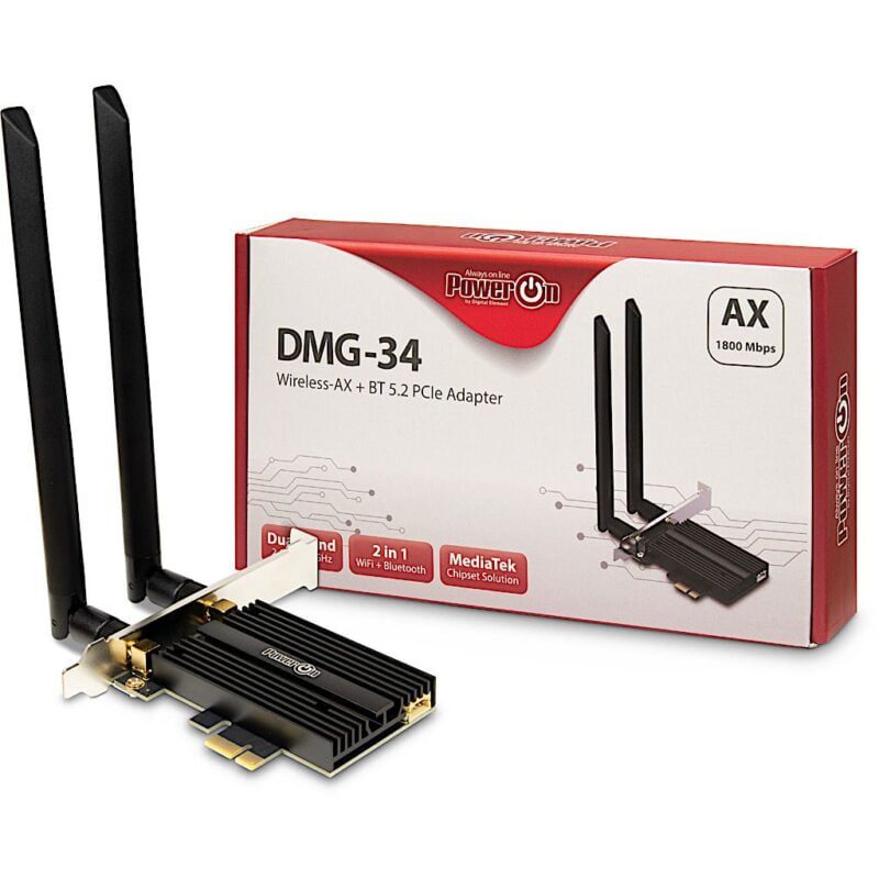 Adaptateur Wi-Fi 6 + Bt 5.2 Pcie 1800Mbps