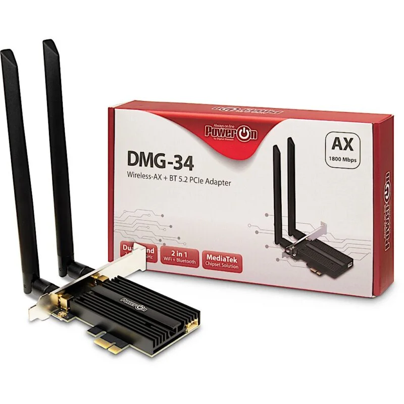 Adaptateur Wi-Fi 6 + Bt 5.2 Pcie 1800Mbps