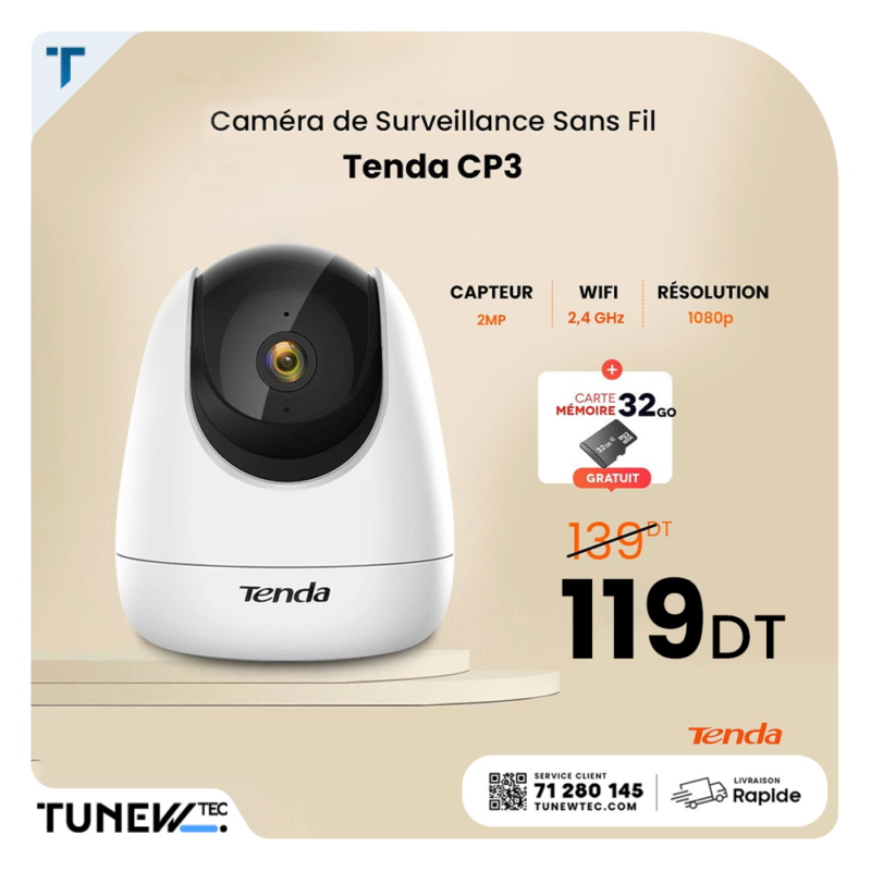 Caméra Tenda Cp3 2Mp Sans Fil 1080P