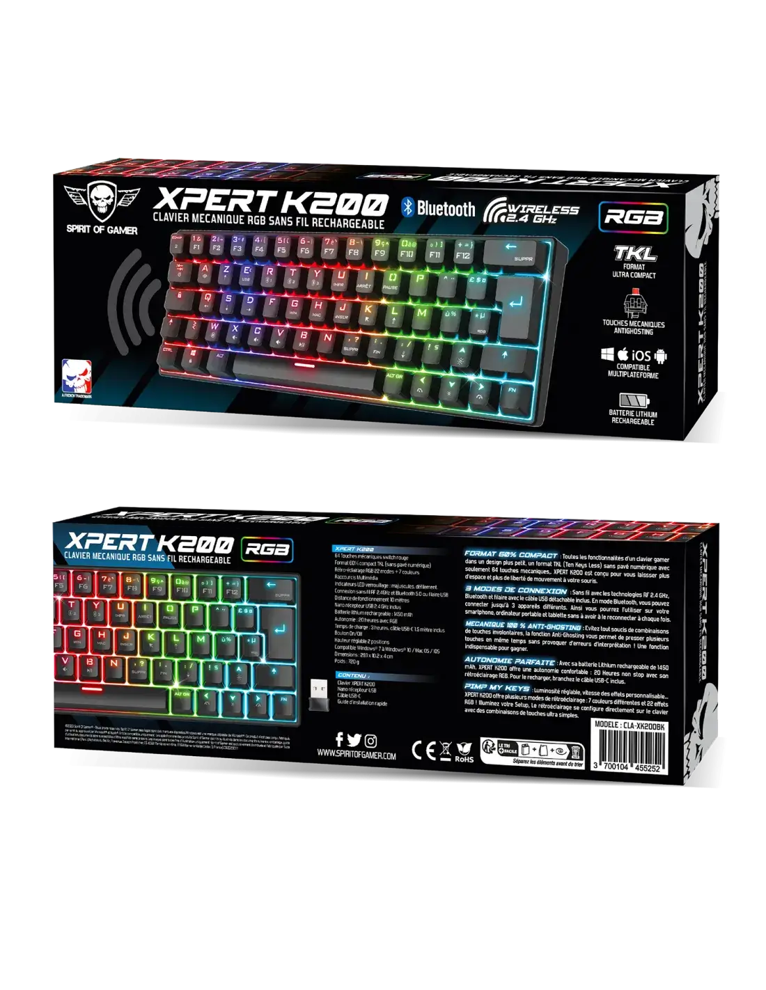 Clavier Gamer Sans Fil Spirit Of Gamer Xpert K200 Noir 2 Clavier Gamer Sans Fil Spirit Of Gamer Xpert K200 Noir – Image 2