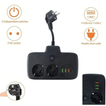 Multiprise 2 prises 3 USB + Type-C