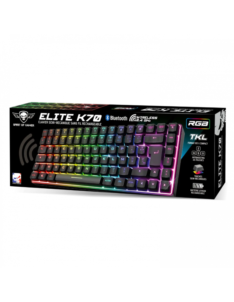 Clavier Spirit of Gamer Elite K70 RGB SANS FIL Noir – Image 2