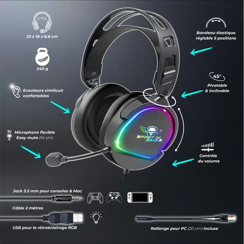 Casque Gaming Spirit Of Gamer Pro H6 Noir 3 Spirit Of Gamer Pro H6 Noir