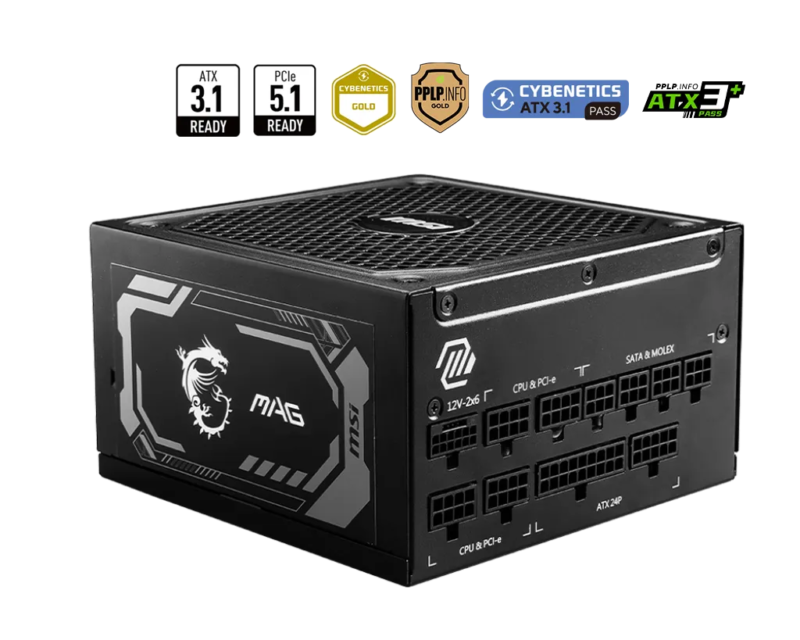 Bloc D'Alimentation Msi Mag A1250Gl Pcie5 80Plus Gold Modulaire - Noir 5 Msi Mag A1250Gl Pcie5 80Plus Gold