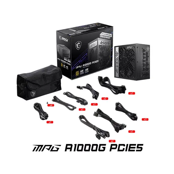 Bloc D'Alimentation Msi Mpg A1000Gs Pcie5 80+ Gold Modulaire 4 Msi Mpg A1000Gs Pcie5 80+ Gold