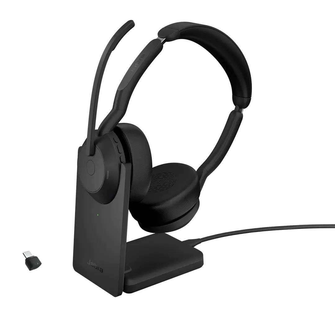 Casque Jabra Sans Fil Evolve2 55 Stéréo Ms - Avec Link 380A 2 Casque Jabra Sans Fil Evolve2 55 Stéréo Ms Avec Link 380A