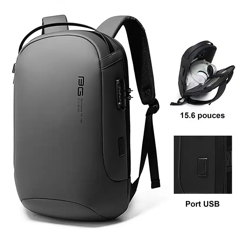 Sac À Dos Pour Pc Portable 15.6&Quot; Antivol Etanche Bange Bg01 Gris 2 Sac A Dos Antivol Etanche Bange Bg01 Gris