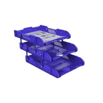 Corbeille à Courier 3 étages en Plastique Bleu