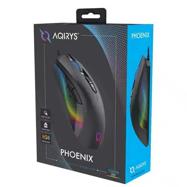 Souris Gamer Filaire Aqirys Phoenix 12 000 Dpi 1,8 M Rgb Noir 4 Mouse Gaming Aqirys Phoenix 12000 Dpi Negru 2