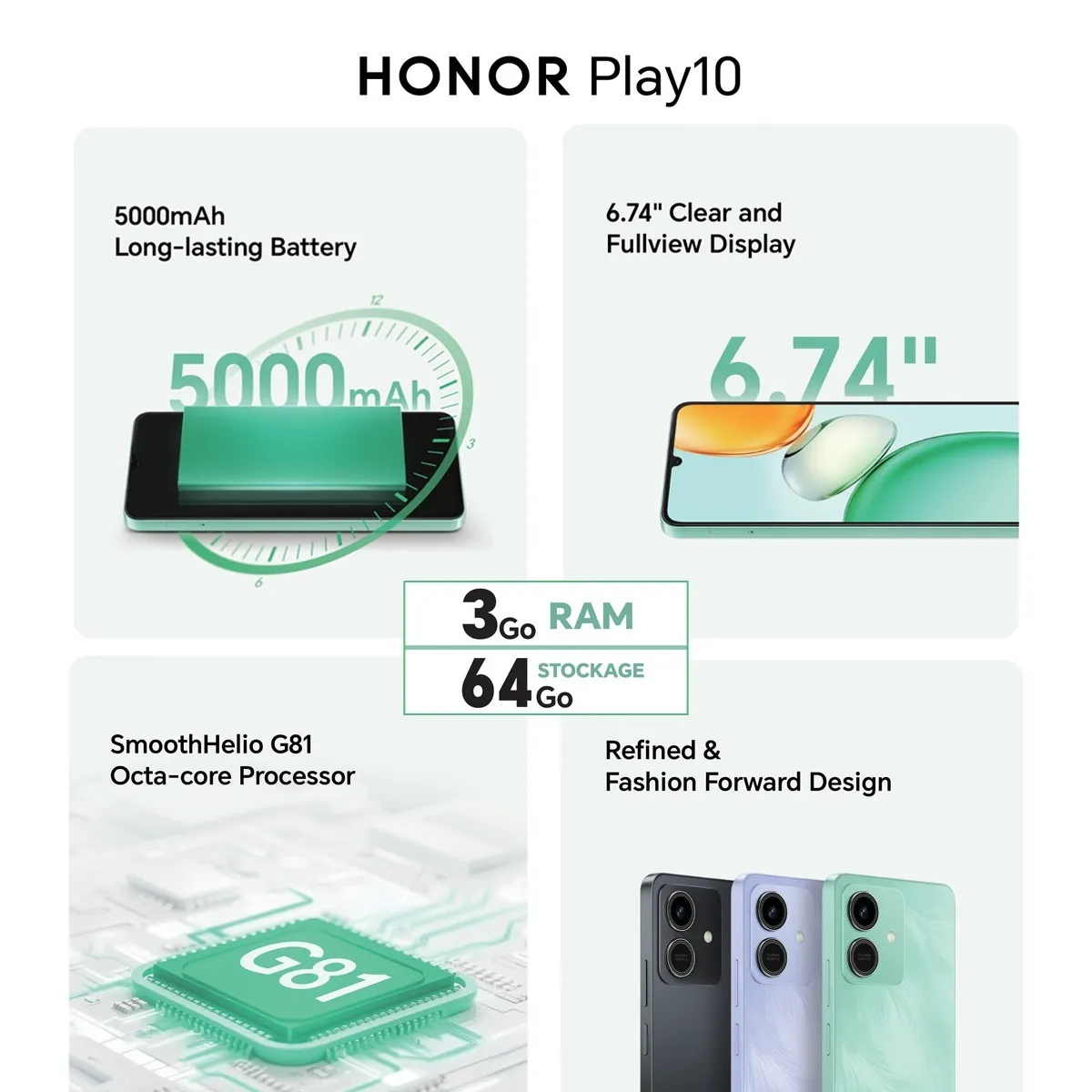 Smartphone Honor Play 10 3Go 64Go Prix Tunisie 2 Honor Play 10 3/64 Noir