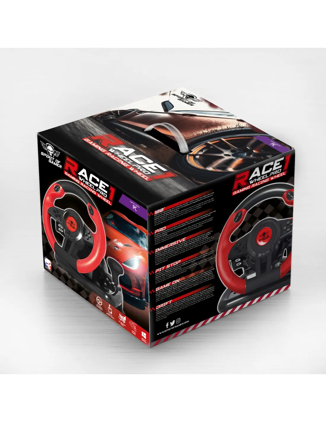 Volant Spirit Of Gamer Wheel Pro 1 Avec Pédalier Pc 4 Race Wheel Pro 1 (3)