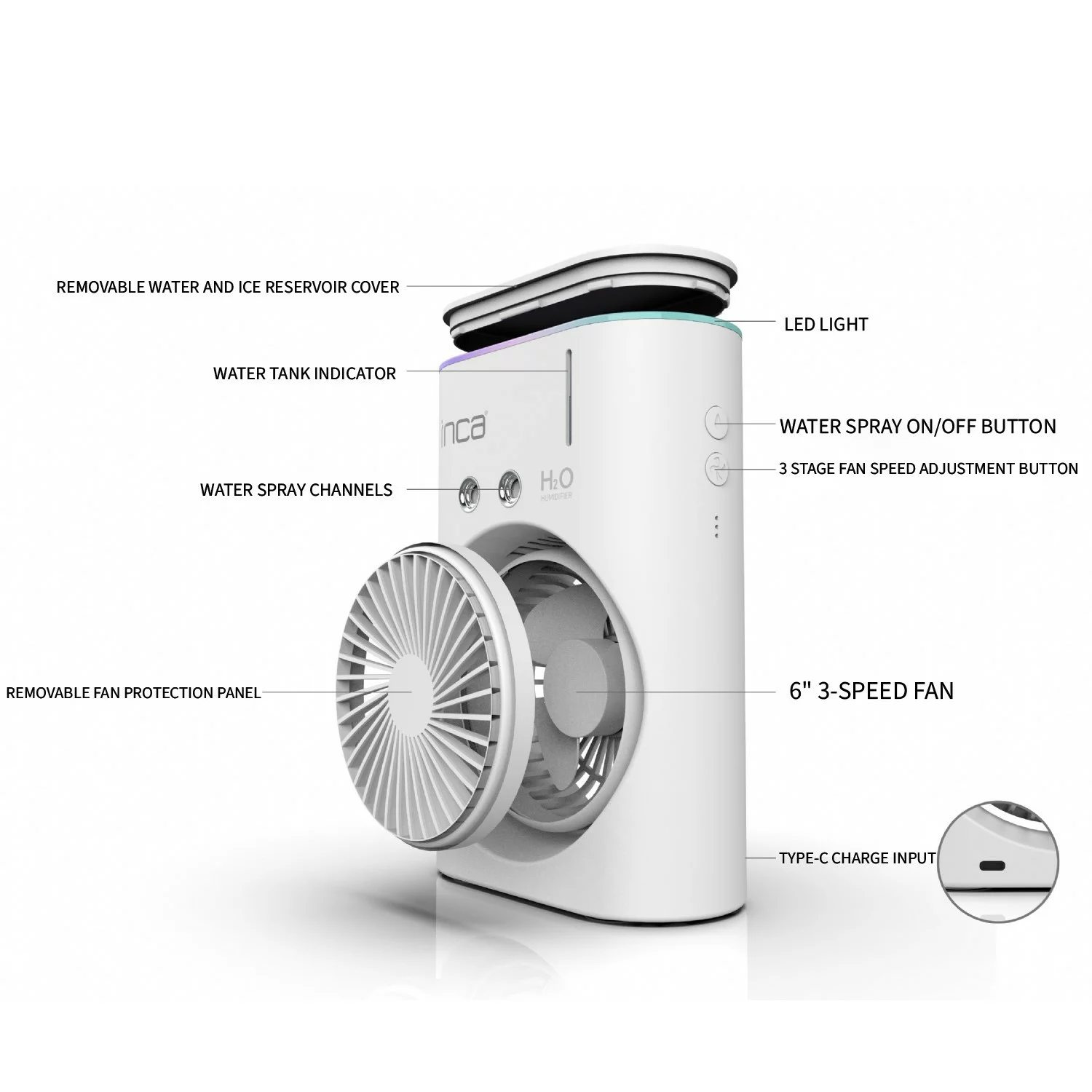 Ventilateur Portable Inca Imf 10B+Reservoir D’eau 4 10B 1
