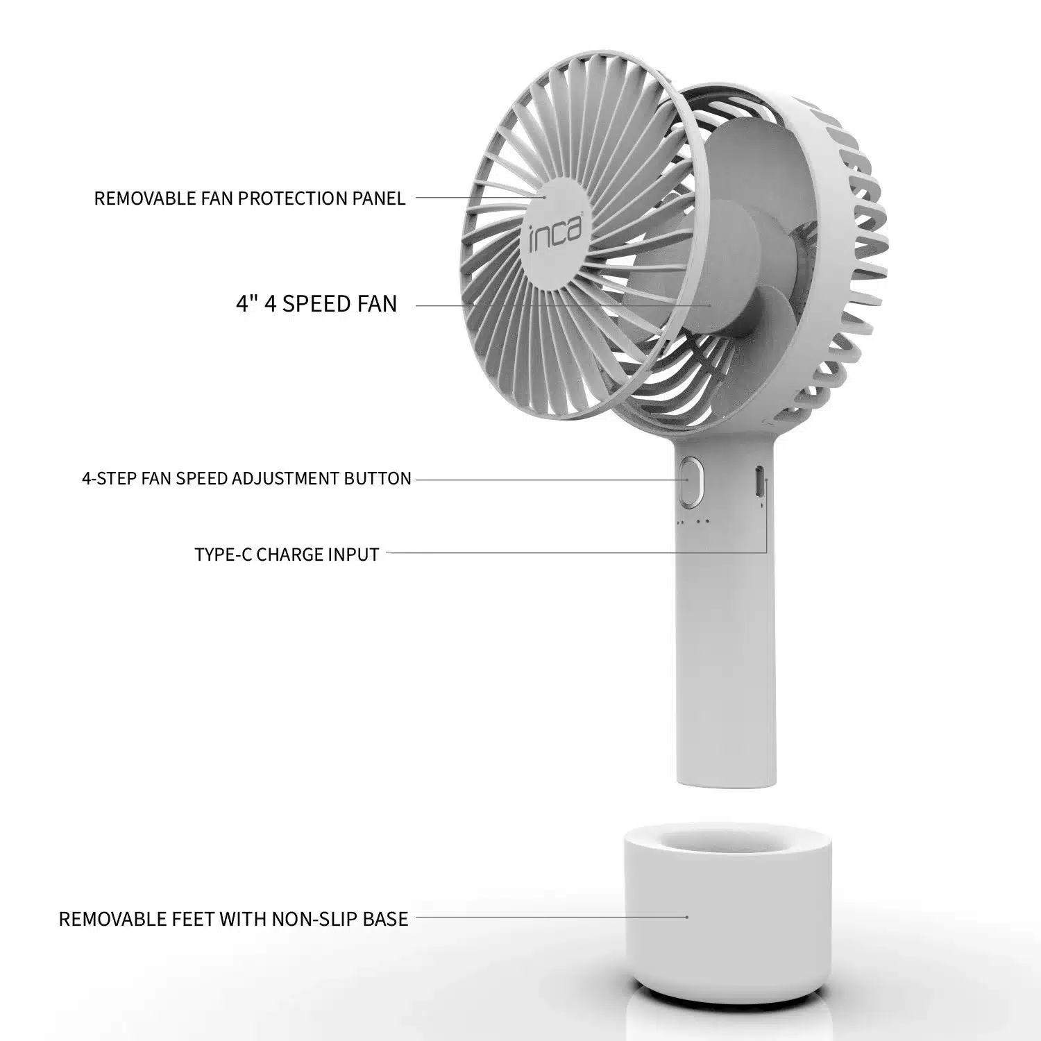 Mini Ventilateur Portable Inca Imf 12B Blanc 3 12B 1