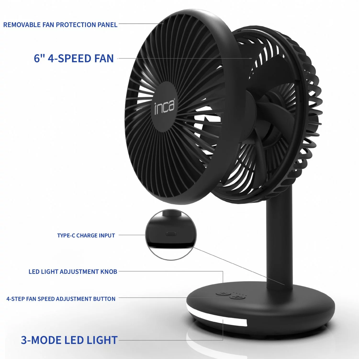 Ventilateur Portable Inca Imf 16B Noir 3 16B 1