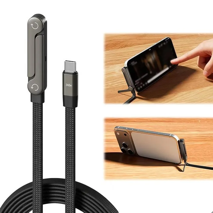 Cable Charge Usb-C 240W Avec Support 2 Cable Charge Rapide 240 Avec Support