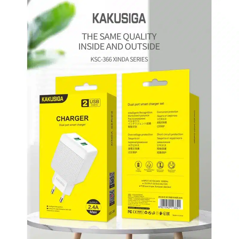 Adaptateur Kaku Ksc 366 Dual Usb-A Blanc 2 Tete Charger Ksc 366 Dual Usb Fast 24A 12W 5V Blanc (1)